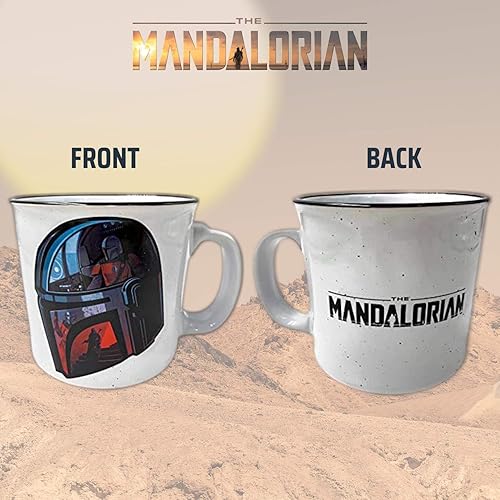 Miniatura 83 de Silver Buffalo Star Wars The Mandalorian Repeat Poses - Taza de café de cerámica estilo campista, 20 onzas Repetir Poses