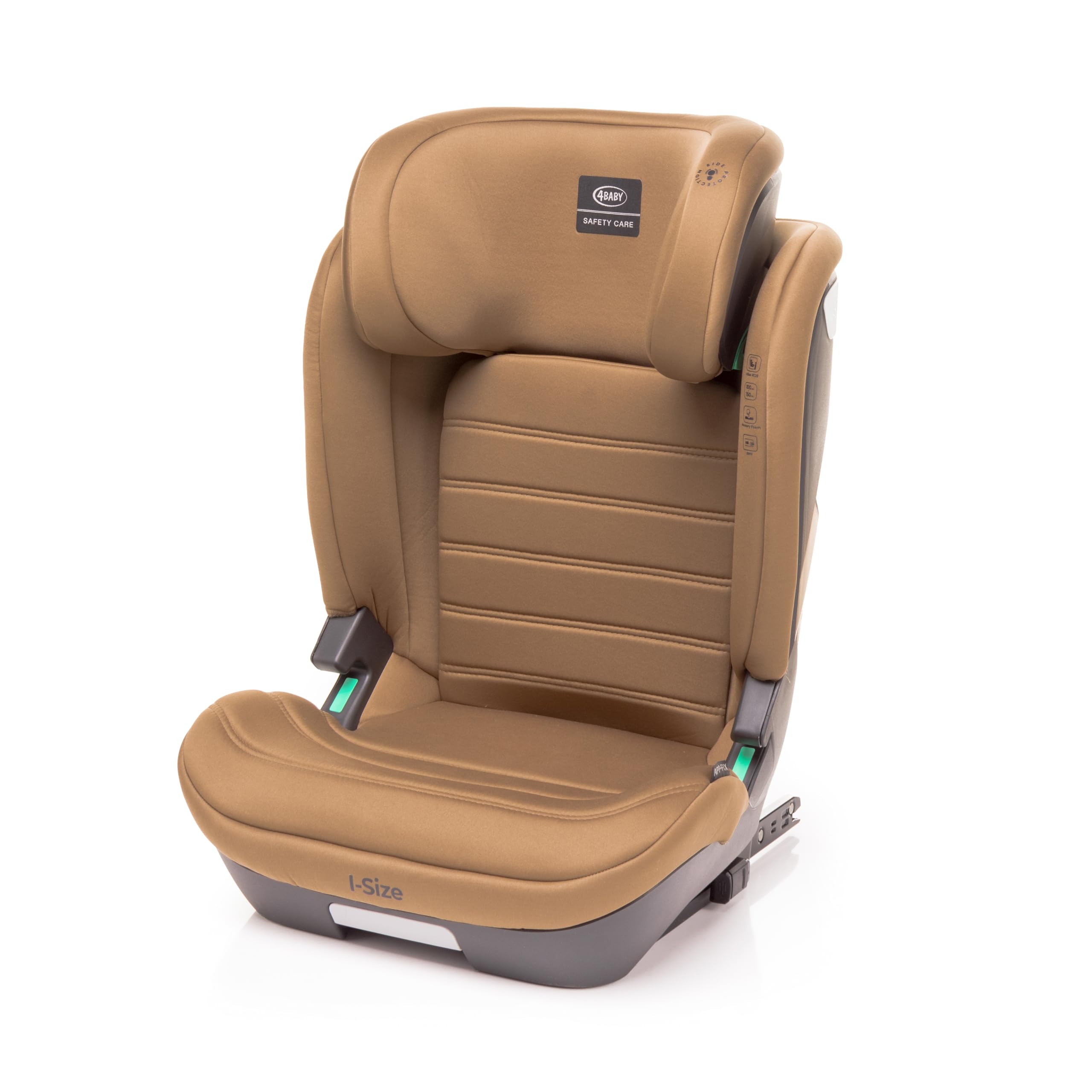 4Baby Kindersitz mit einfache ISOFIX-Montage App-Fix, 100-150 cm, verstellbar,15-36 kg, i-Size (Mokka)