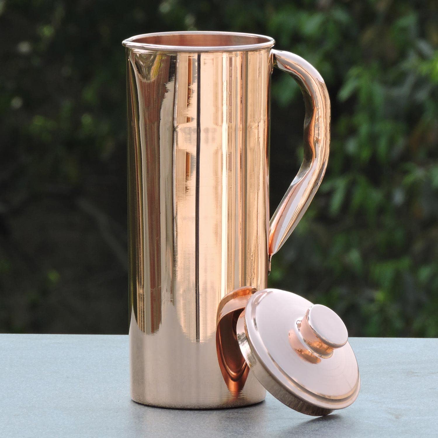 Brocca In Rame Puro Da 1,5 L Con Due Bicchieri, Martellata A Mano, Per Benefici Ayurvedici E Idratazione
