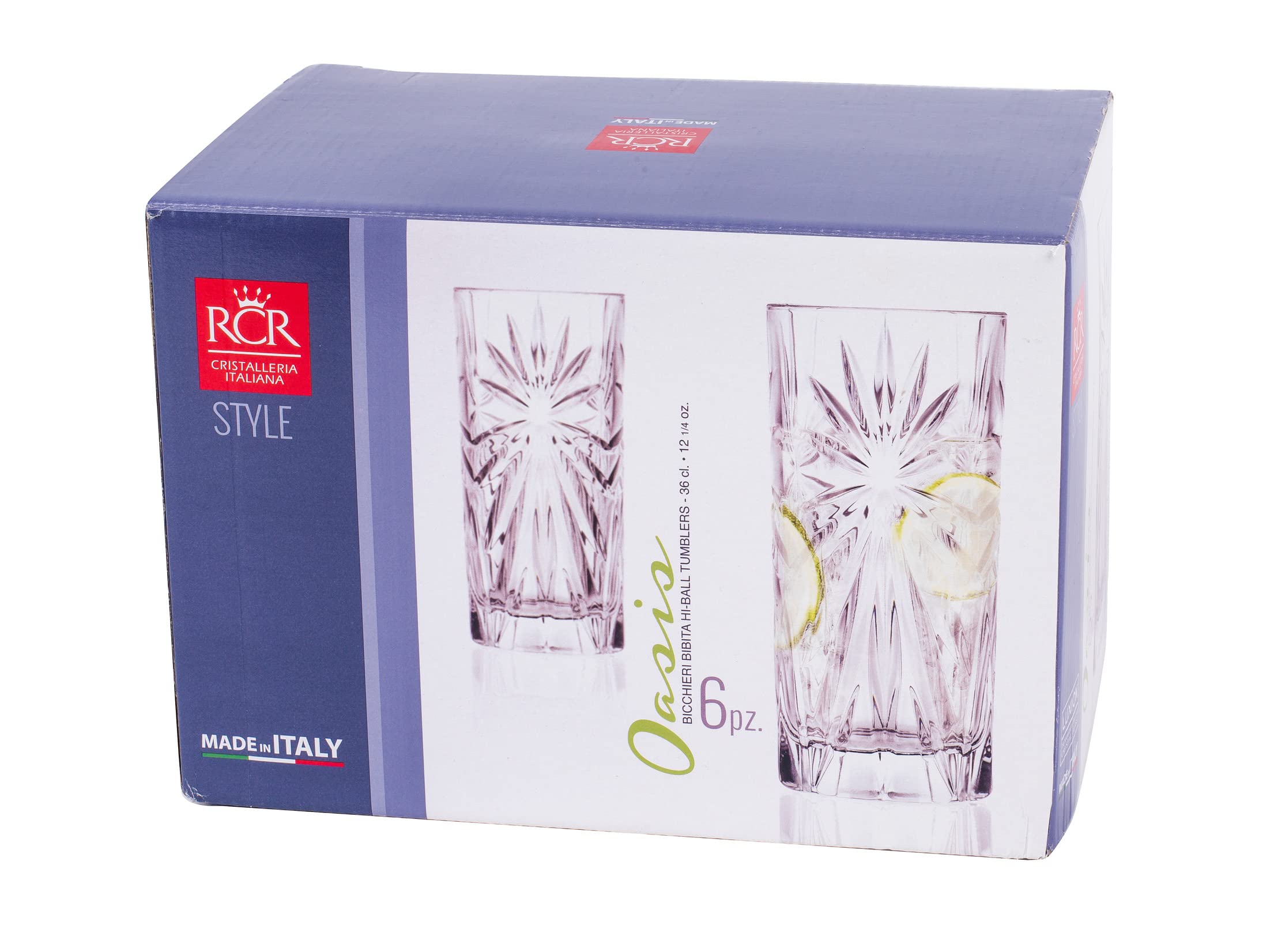 RCR Oasis, calici Flute da Champagne in Cristallo, Vetro, Trasparente, 7.6 x 7.6 x 19 cm