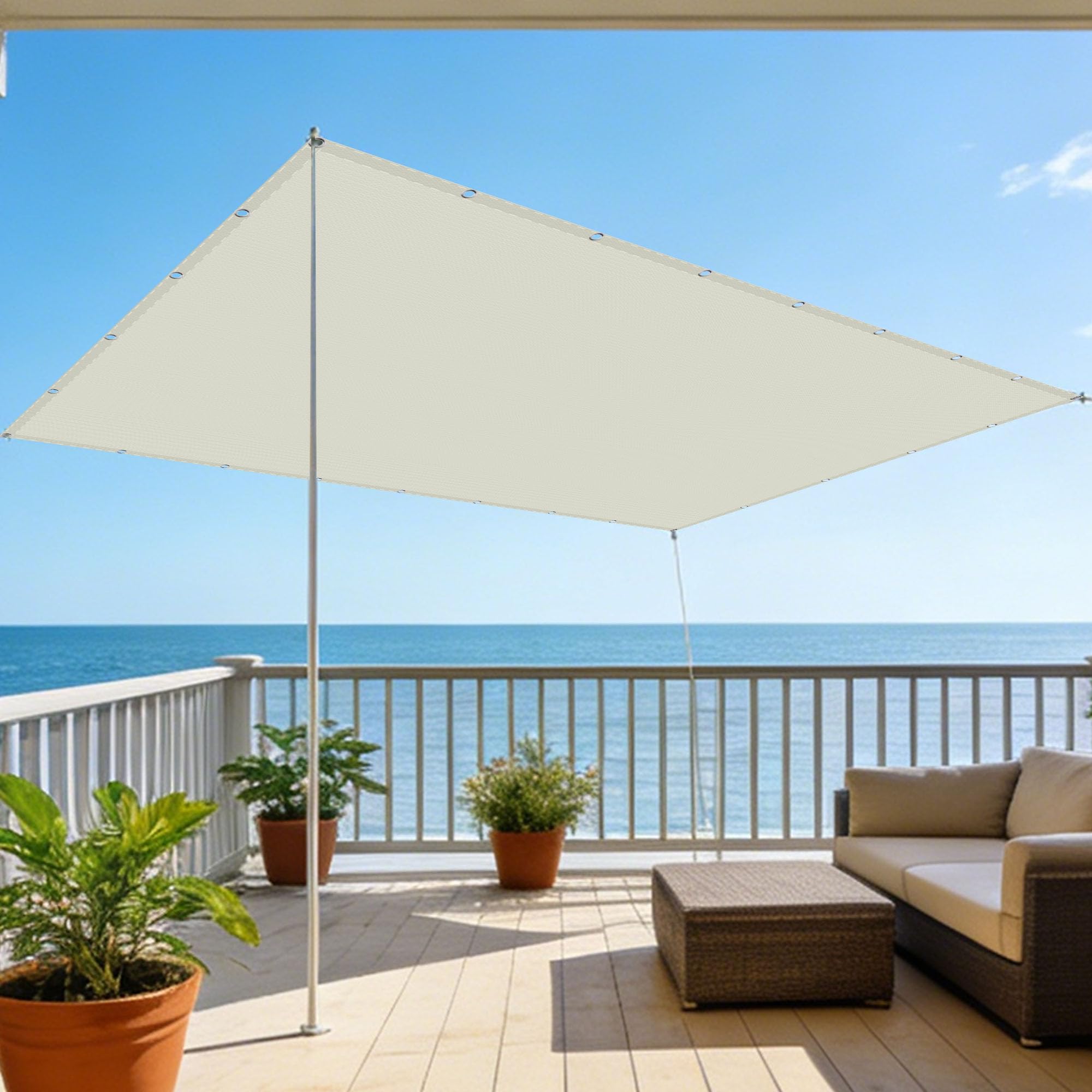 Voile d'ombrage polyester imperméable partiel pour extérieur sable