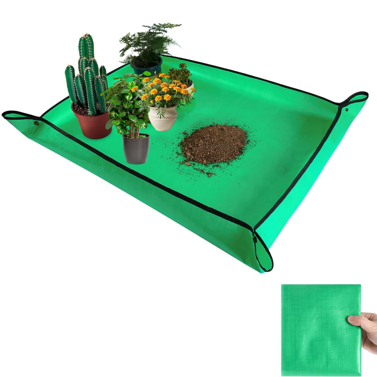 COAFTUG Plant Repotting Mat Waterproof Foldable Planting Mat 74 * 100cm Indoor Gardening Pot Mat Plastic Plant Transplanting Mat for Indoor Plants Transplanting Plant Lovers (Green)