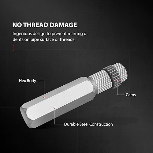 Miniatura 3 de HAUTMEC Juego de llaves de tubo interno, 3/8 pulgadas, ½ pulgada, ¾ de pulgada Extractor de agarre interno fácil en pezones de tubería, construcción