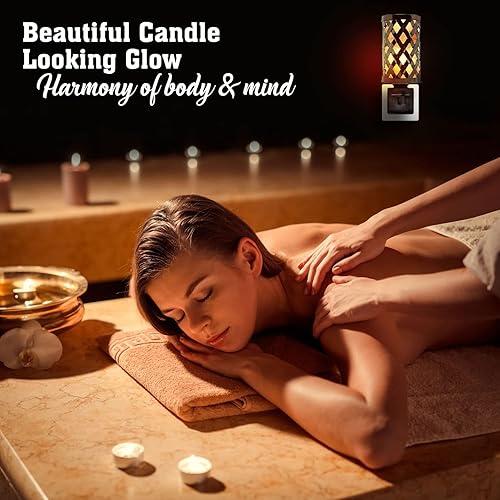 Miniatura 5 de Himalayan Glow Lámpara de sal estilo celosía con trozos de sal rosa | Enchufe de pared giratorio de 360 grados, regalo ideal para decoración del