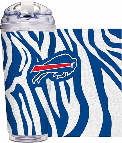 Miniatura 73 de Rico Industries NFL Football Glitter 24 onzas Vaso de purpurina acrílico con tapa con bisagra, Vaso de doble pared oficialmente licenciado