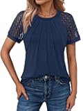 Womens Summer Tops Spring Shirts Trendy Vacation Outfits Short Sleeve Business Tshirts Fashion Casual Blouses