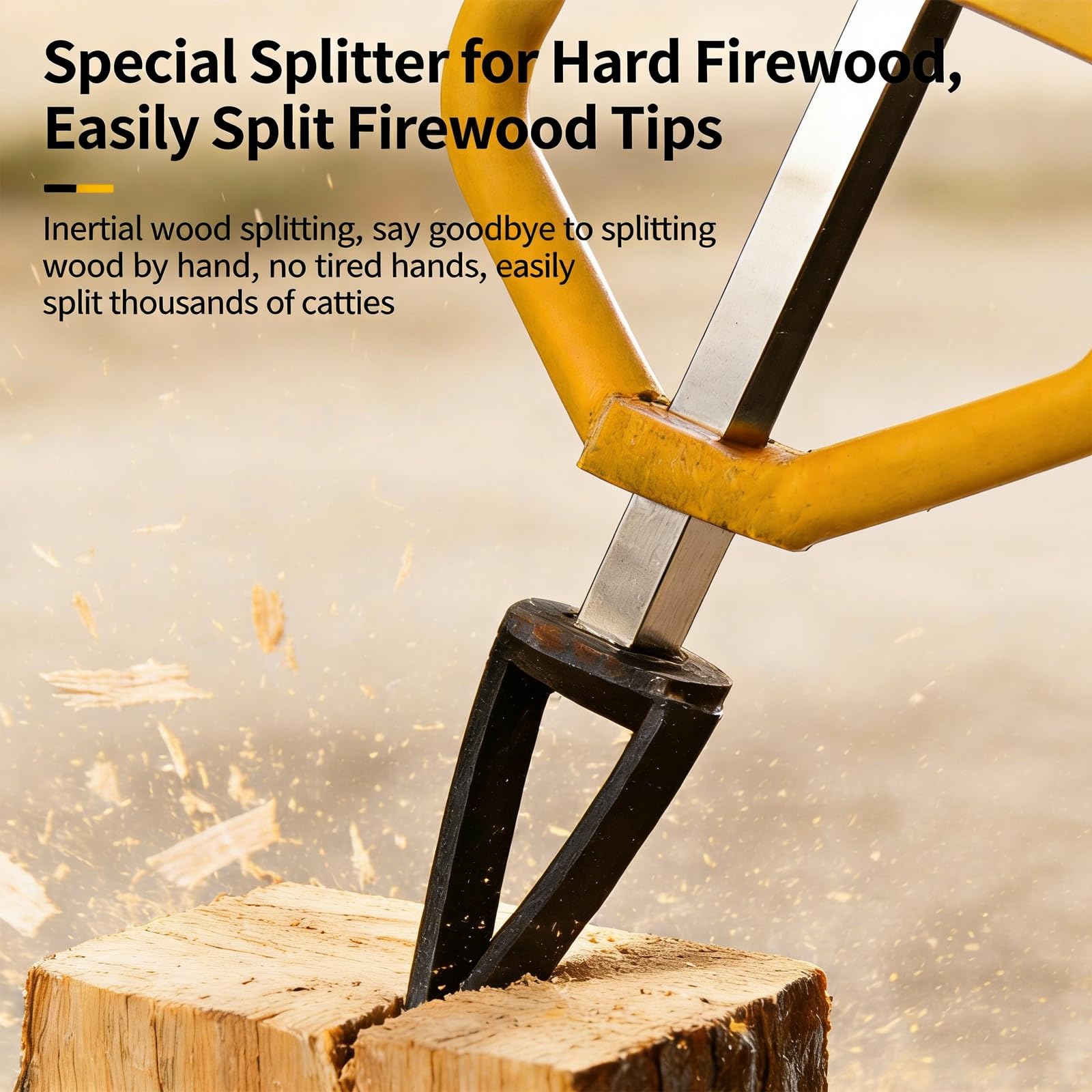 Robuster manueller Holzspalter – Handheld-Spaltwerkzeug für Brennholz, schnelles und einfaches Spalten für Kamin, Lagerfeuer und Außenbereich