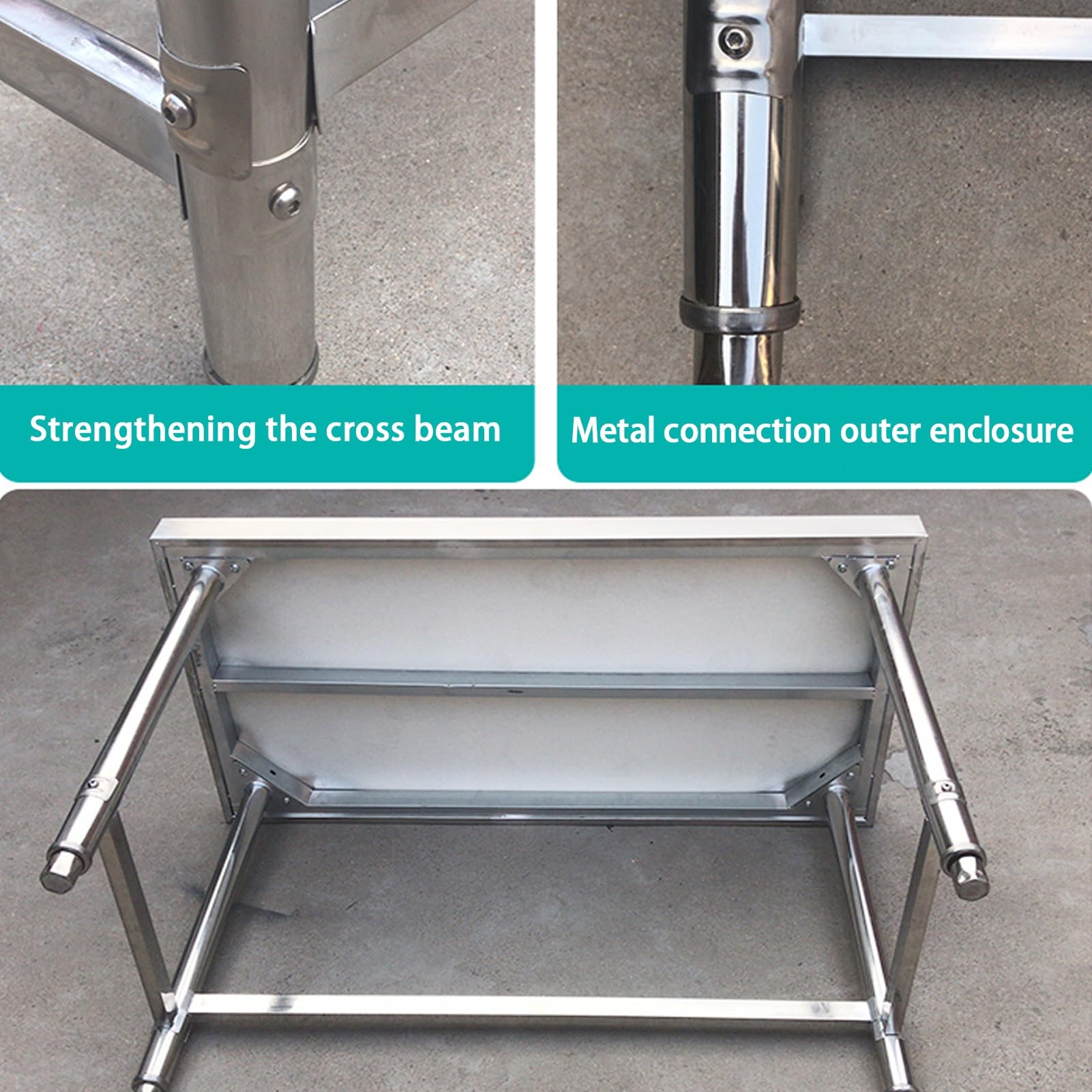 Tavolo da cucina commerciale in acciaio inox, altezza regolabile, per preparazione di alimenti, catering e uso familiare (80 x 60 x 80 cm), postazione di lavoro versatile