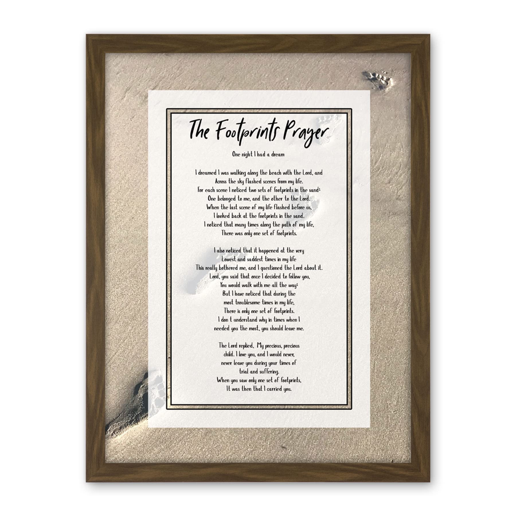 Artery8 God Jesus Footprints In The Sand Poem Inspirational Artwork Framed Wall Art Print 18X24 Inch