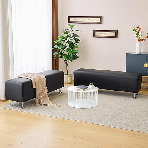 Miniatura 2 de OmySalon Asiento de banco para sala de espera, piel sintética, silla de recepción de 53.9 pulgadas, muebles de vestíbulo para sala de conferencias