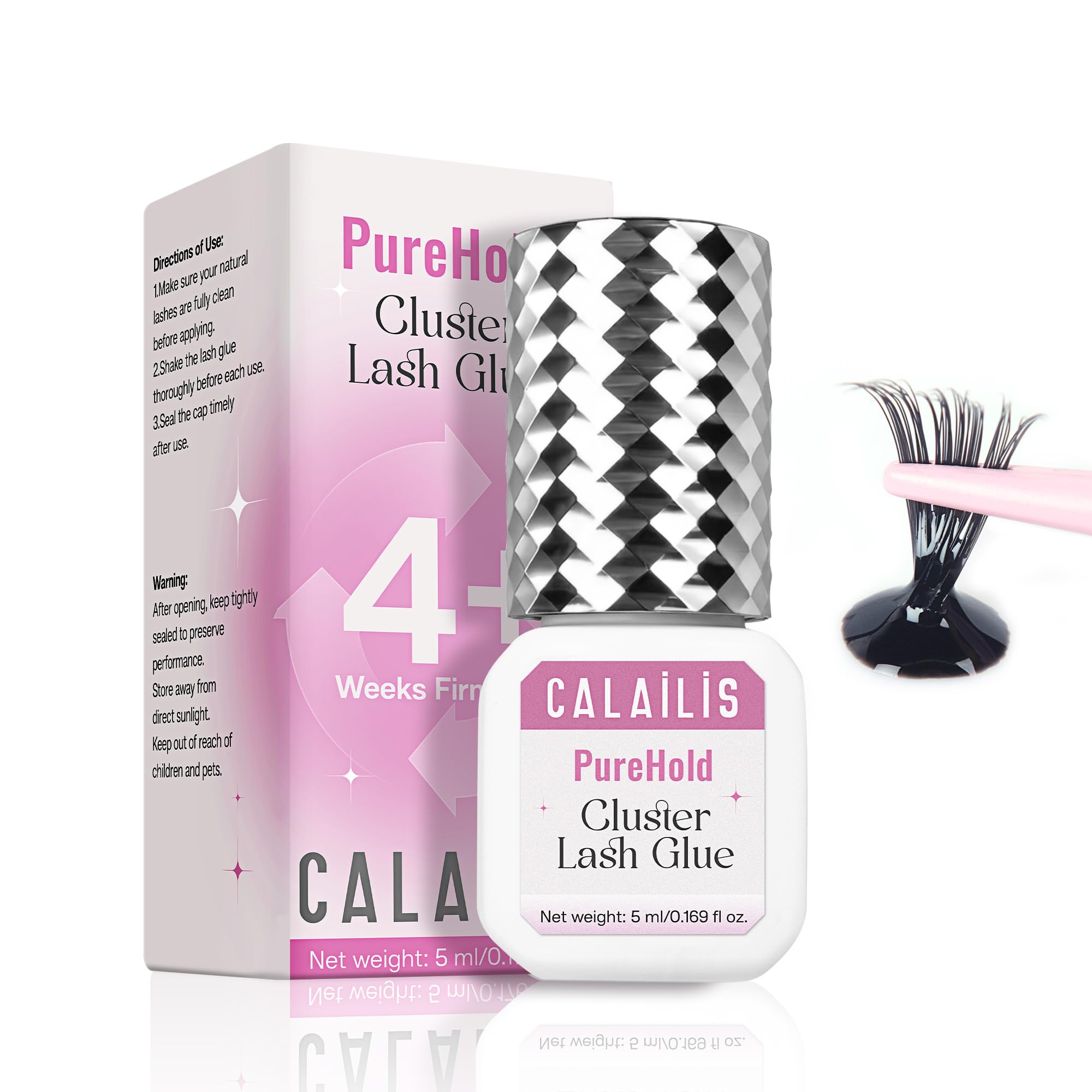 CALAILIS Lash Cluster Glue Strong Hold Long Lasting 4 Weeks Cluster Lash Glue Waterproof Semi-Permanent Eyelash Extension Adhesive