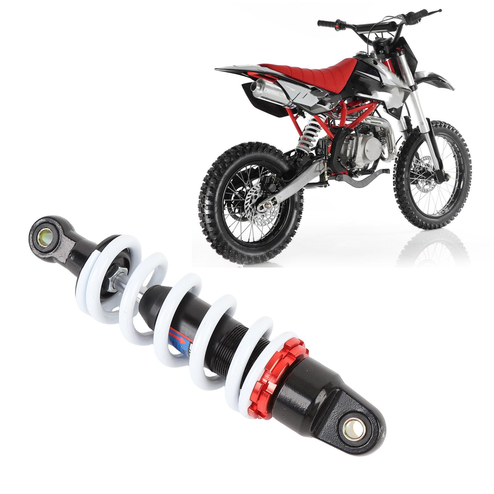 banapoy Amortyzator, 10-calowy, Wytrzymały Amortyzator ze Stopu Aluminium, Regulowane Tłumienie, Uniwersalne Dopasowanie do Motocykla ATV Quad, Motor Terenowy, Skuter, Gąsienica RC