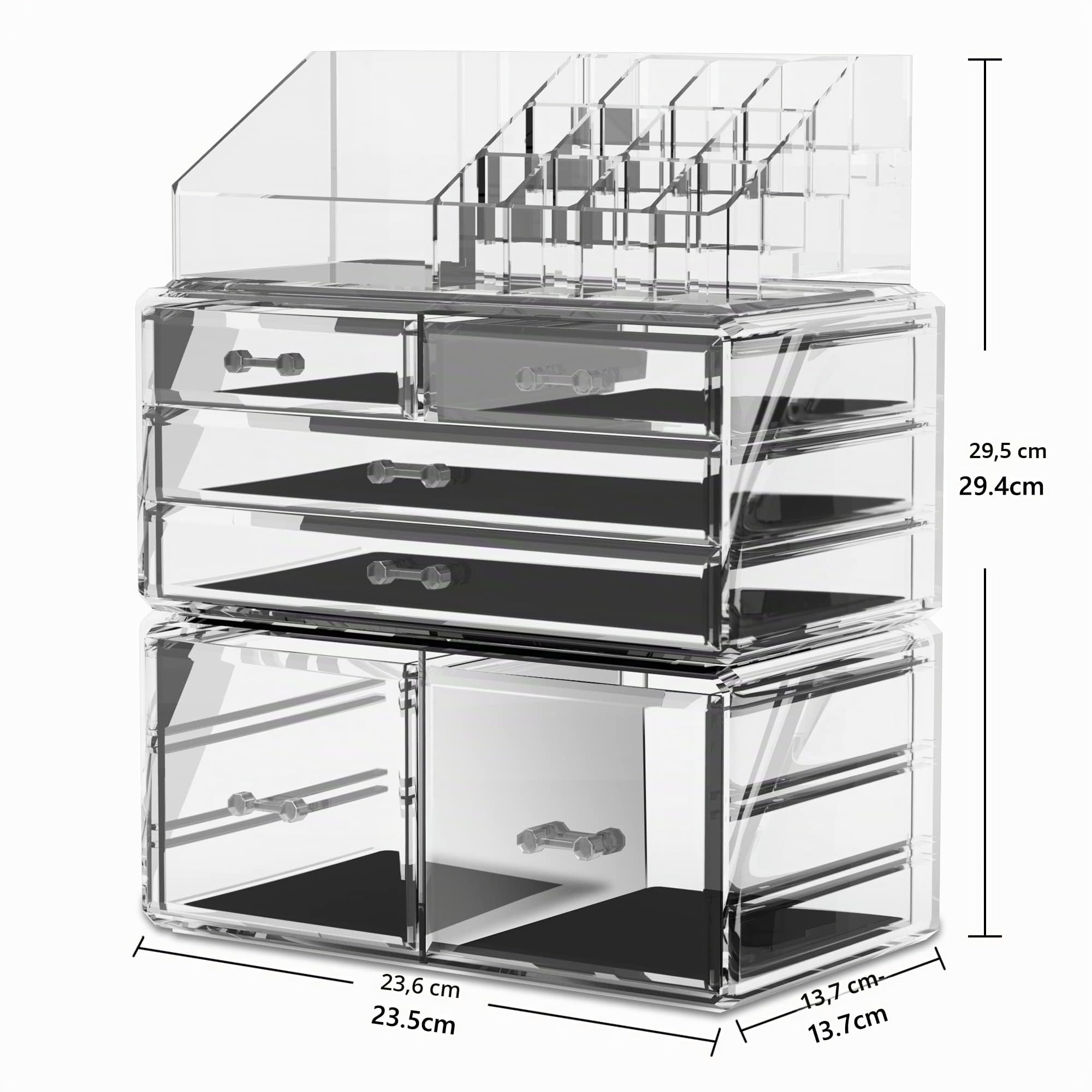 READAEER Organizador de cosméticos de maquillaje con cajones de almacenamiento con 6 cajones, 3 piezas, combinados y apilados libremente.