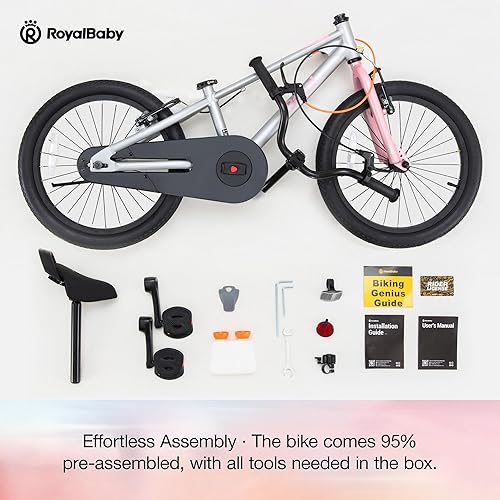 Miniatura 8 de RoyalBaby EZ Pro Kids Bike, 16 18 Inch Lightweight Aluminium Balance & Pedal Bicycle, Beginners Easy Learning Boys Girls Plata rosa