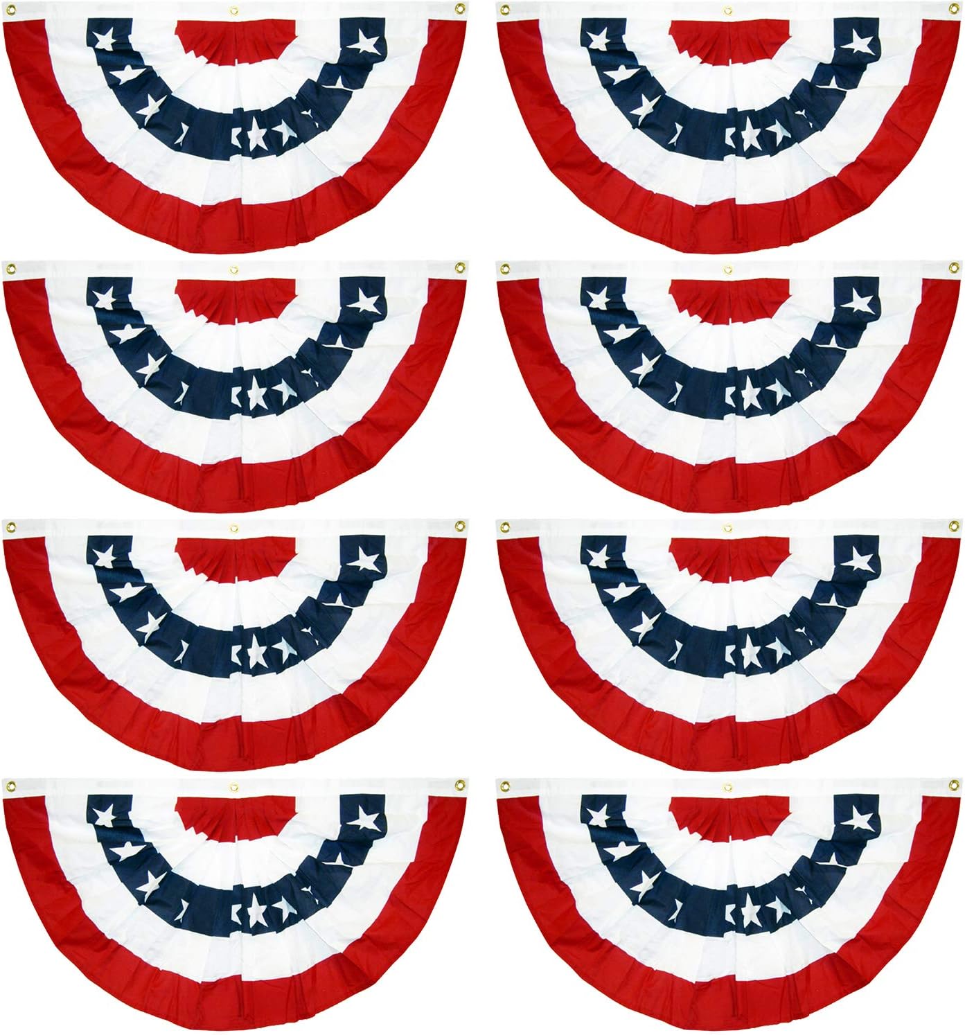 EBaokuup 16 Pcs USA Patriotic Pleated Fan Flags-3 x1.5 Ft American US Flag Bunting Banner Patriotic Bunting Flag Stars and Stripes Flag Bunting for Memorial Day The 4th of July and Labour Day