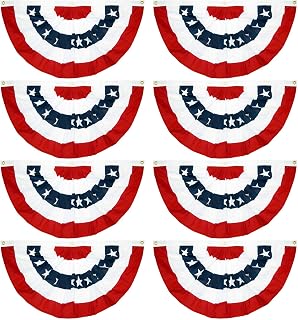 EBaokuup 8 Pcs USA Patriotic Pleated Fan Flags-3 x1.5 Ft American US Flag Bunting Banner Patriotic Bunting Flag Stars and Stripes Flag Bunting for Memorial Day The 4th of July and Labour Day