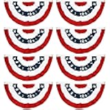 EBaokuup 8 Pcs USA Patriotic Pleated Fan Flags-3 x1.5 Ft American US Flag Bunting Banner Patriotic Bunting Flag Stars and Stripes Flag Bunting for Memorial Day The 4th of July and Labour Day