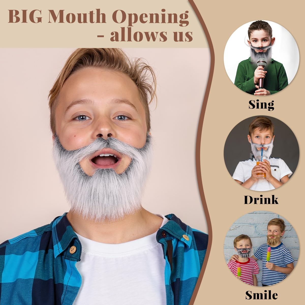 Honcloud Realistic Fake Beard Easy to Wear Great for Outfits and Perfect for Halloween