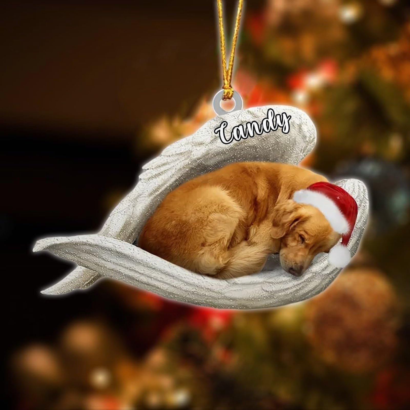 Luckluccy Golden Retriever Custom Angel Christmas Ornament 2025,Sleeping Dog Acrylic Tree Decor,Gifts For Dog Lovers