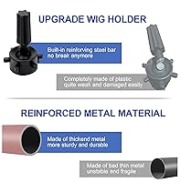 Vista 12 de Klvied Soporte reforzado para peluca, trípode y cabeza de maniquí, soporte ajustable para entrenamiento de peluquería cosmetología con T con gorras