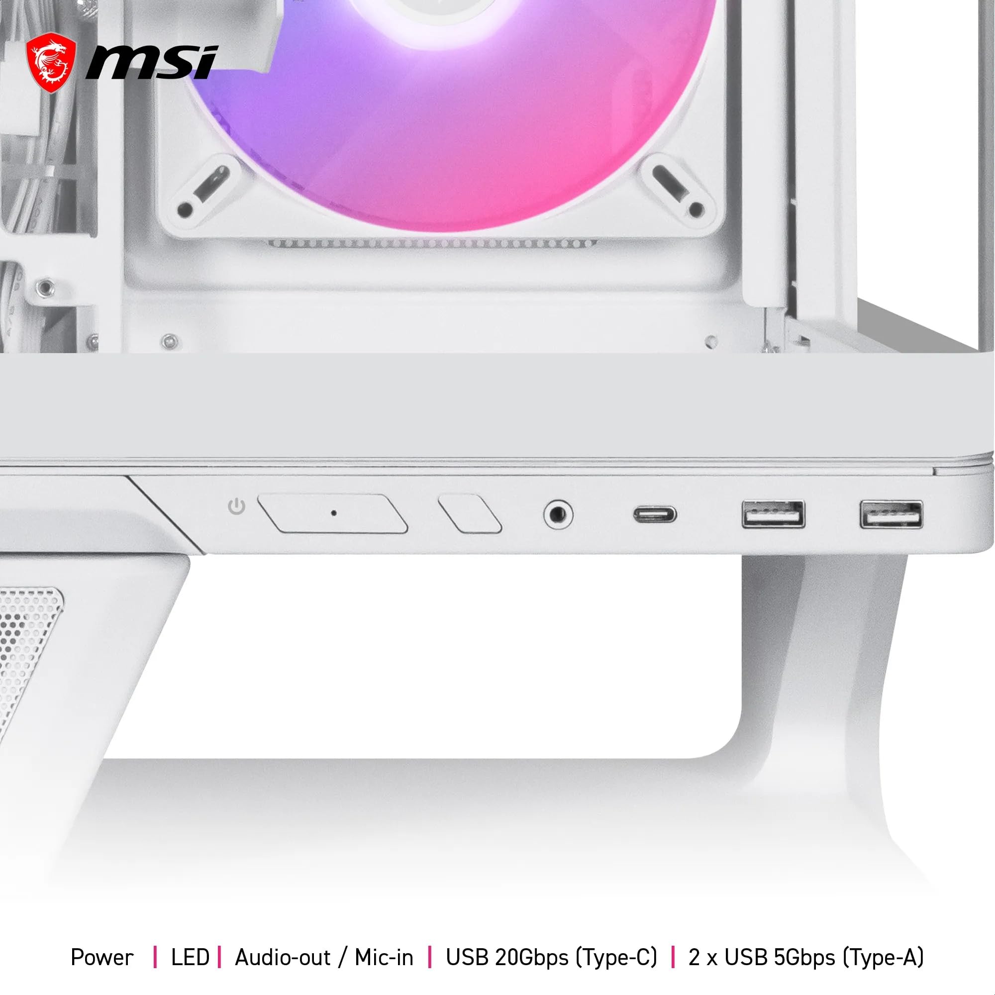 MPG VIXTA 300R PZ W Case PC | Mid-tower Gaming PC Case - Design base flottante - 2 ventole da 140 mm preinstallate e 1 ventola da 120 mm.