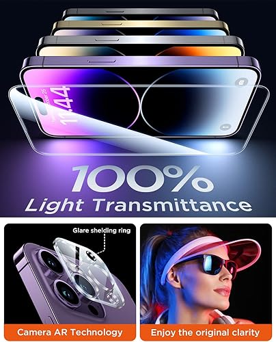 Miniatura 4 de DIMONCOAT - Protector de pantalla compatible con iPhone 14 Pro Max de 6.7 pulgadas con protector de lente de cámara 10 x protección militar Película