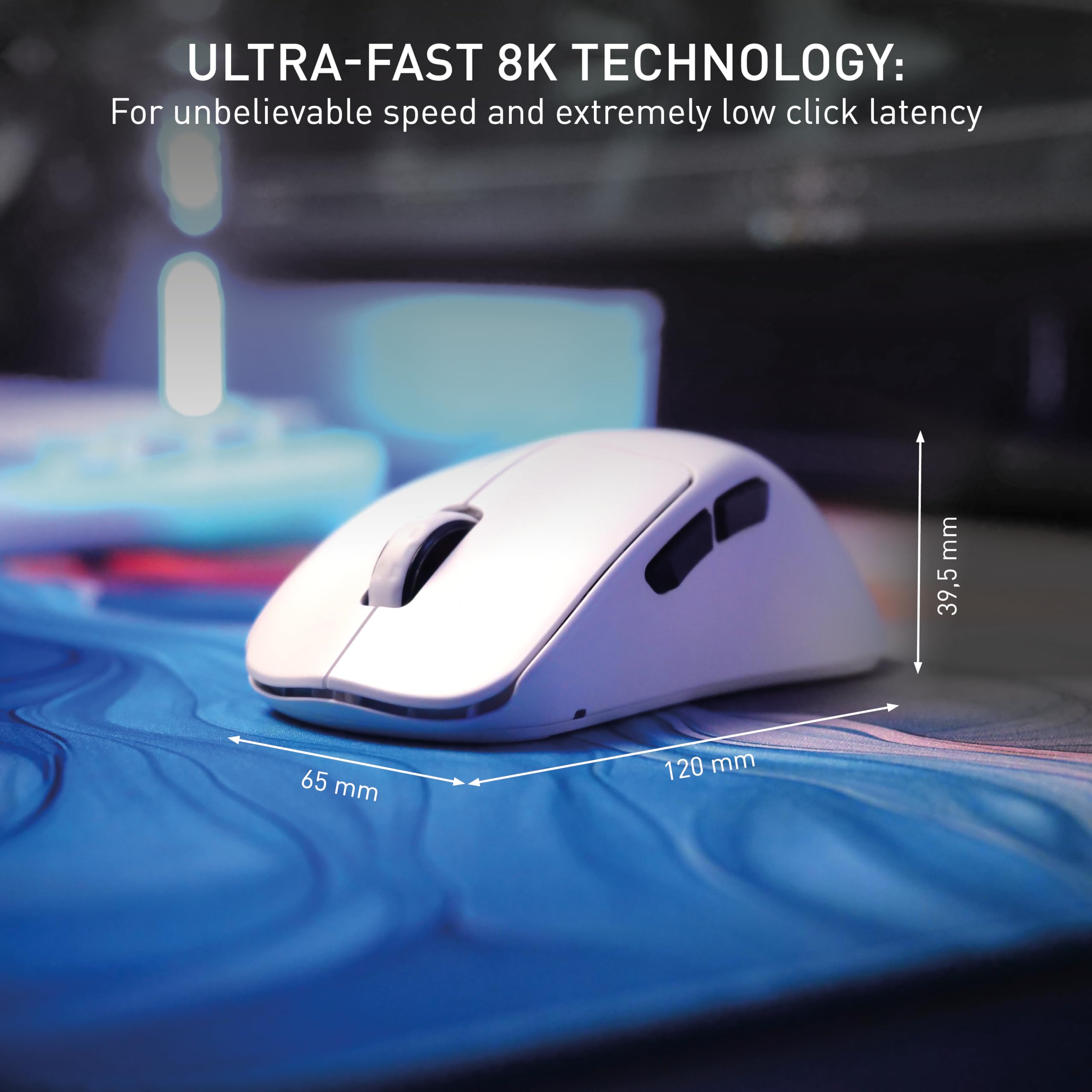 CHERRY XTRFY M64 Pro Wireless, ultraszybka bezprzewodowa Mysz do Gier, 2,4 GHz, Zoptymalizowany dla e-sportu, ergonomiczny kształt z płaskim przodem, Biały