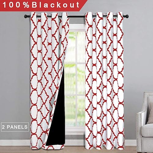 Miniatura 7 de Melodieux Cortinas marroquíes 100% opacas para dormitorio, 84 pulgadas de largo, sala de estar, con aislamiento térmico, cortinas con ojales, 52 x