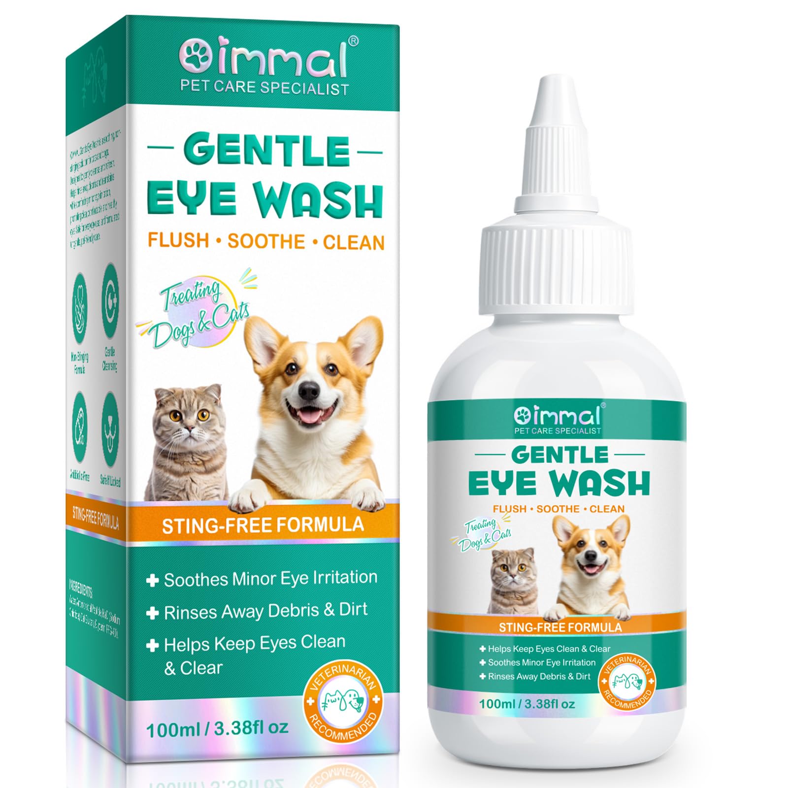 Pet Eye Drops for Dogs & Cats, Relieve Eyes Itching & Irritation, Pink Eye & Allergies Symptoms, Used to Clean Tear Stains, Remove Eye Stains, and Relieve Dryness - Suitable for All Animals (1)