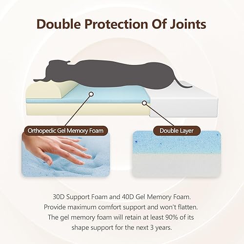 Miniatura 3 de Cama ortopédica jumbo para perros, cama para mascotas de espuma viscoelástica de gel de 7.87 pulgadas de grosor con almohada, tela de franela suave