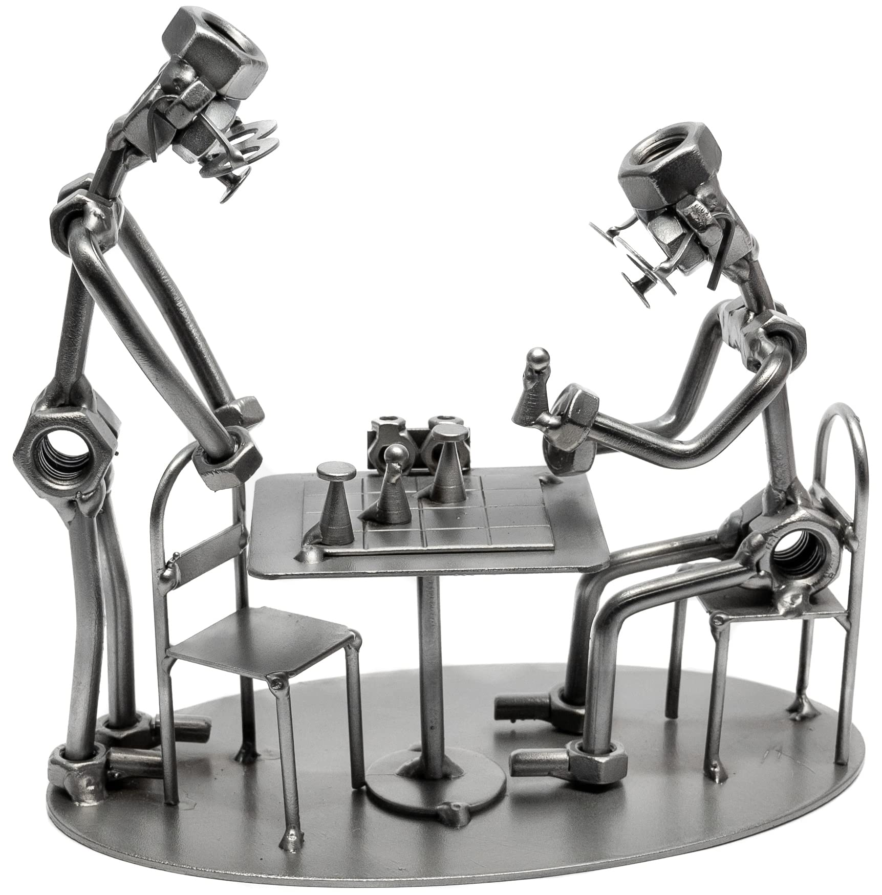 STEEMO Schraubenmännchen Schachspieler Schach Geschenk Metall-Deko 18x10x17 cm
