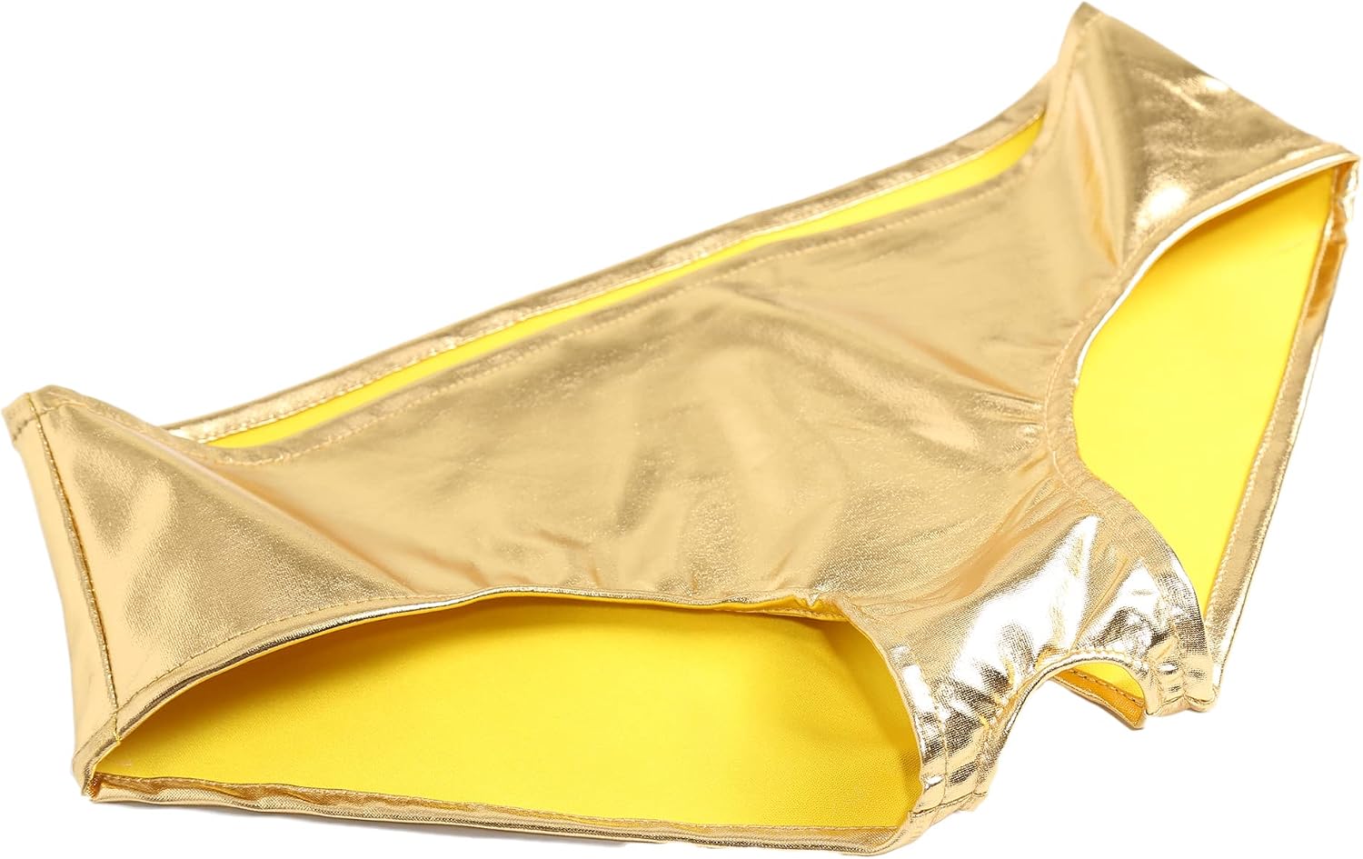 Bdsm Bright leather elastic coated underpants for men and women, playful and flirtatious, adult gold black bound leather boxer shorts