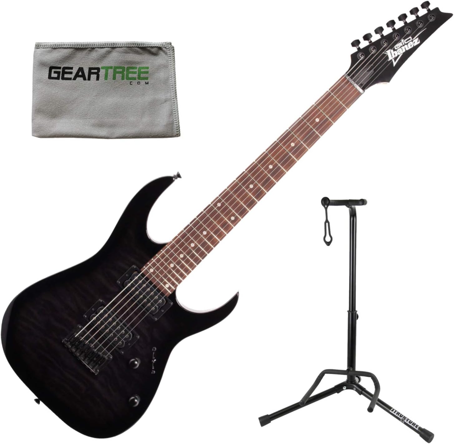 Guitarra Ibanez 7 cordas modelo GRG7221 GIO na cor preta fosca