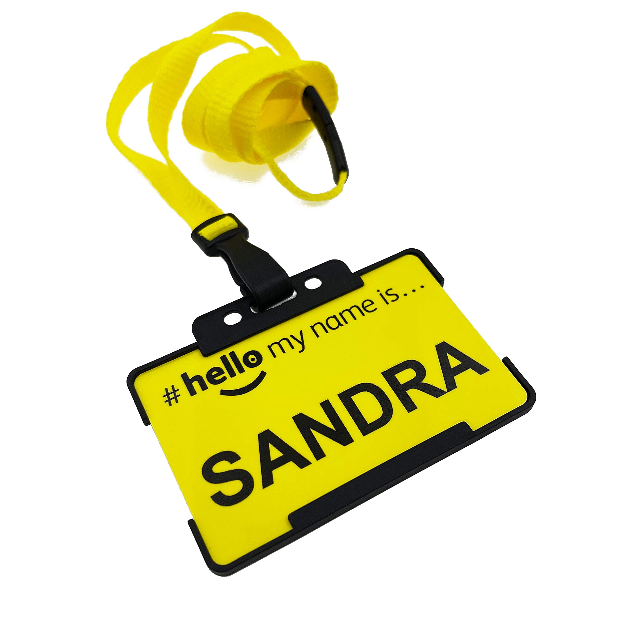Badgemaster Hello My Name is Yellow ID Card Badge with Card Holder Lanyard