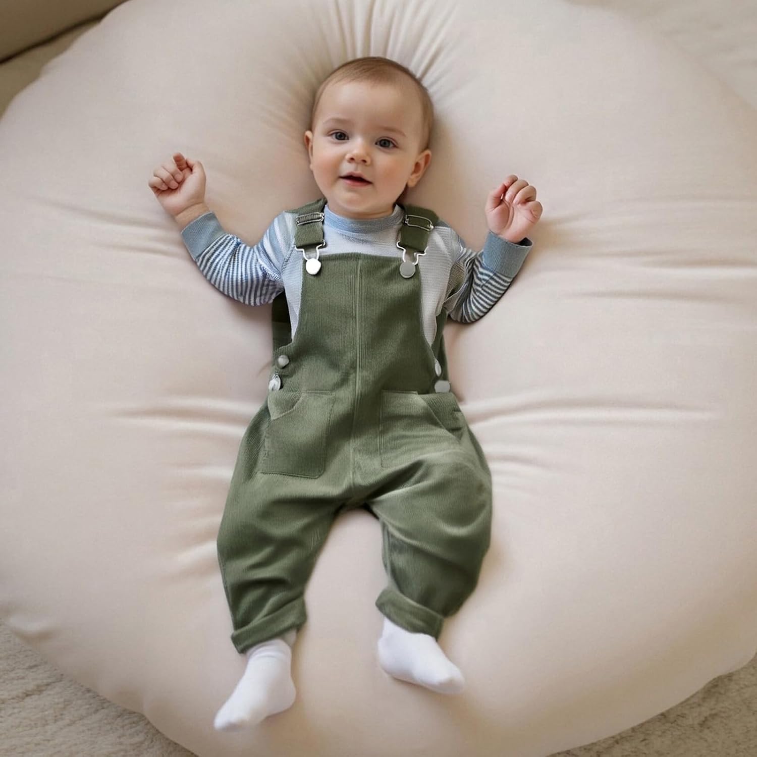 Ledy Champswiin Infant Boy Girl Overalls Gender Neutral Baby Solid Color Clothes Suspender Pants - Image 2