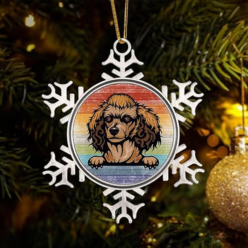 Miniatura 113 de Presa Canario Tree Decoration Ornament - Christmas Snowflake Ornament - Dog Lover Mom Gift Peeking Dog Snowflake Metal Ornaments for Xmas Tree LGBTQ