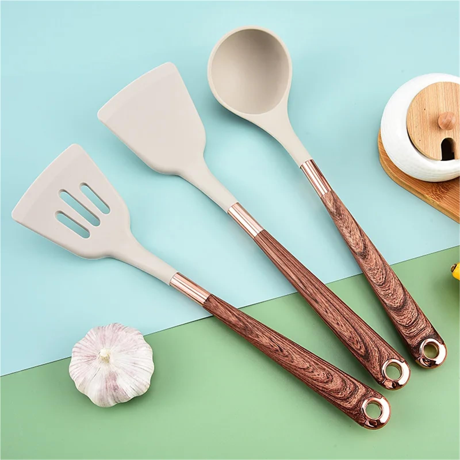 Silikon Küchenhelfer Set Wok-Spatel-Set, Bratschaufel, Silikon-Wok, Bratlöffel, Suppe, Küchenzubehör, Küchenutensilien