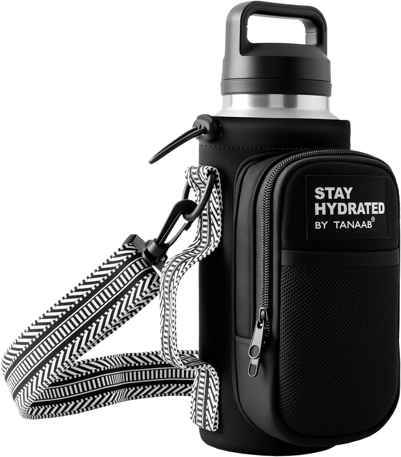 Neoprene Crossbody Water Bottle Holder with Phone Pocket & Adjustable Strap