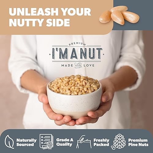 Miniatura 5 de Piñones crudos de 16 onzas 1 libra enteros y naturales sin PPO pasteurizado al vapor ideal para pesto ensaladas o asado por IM A NUT