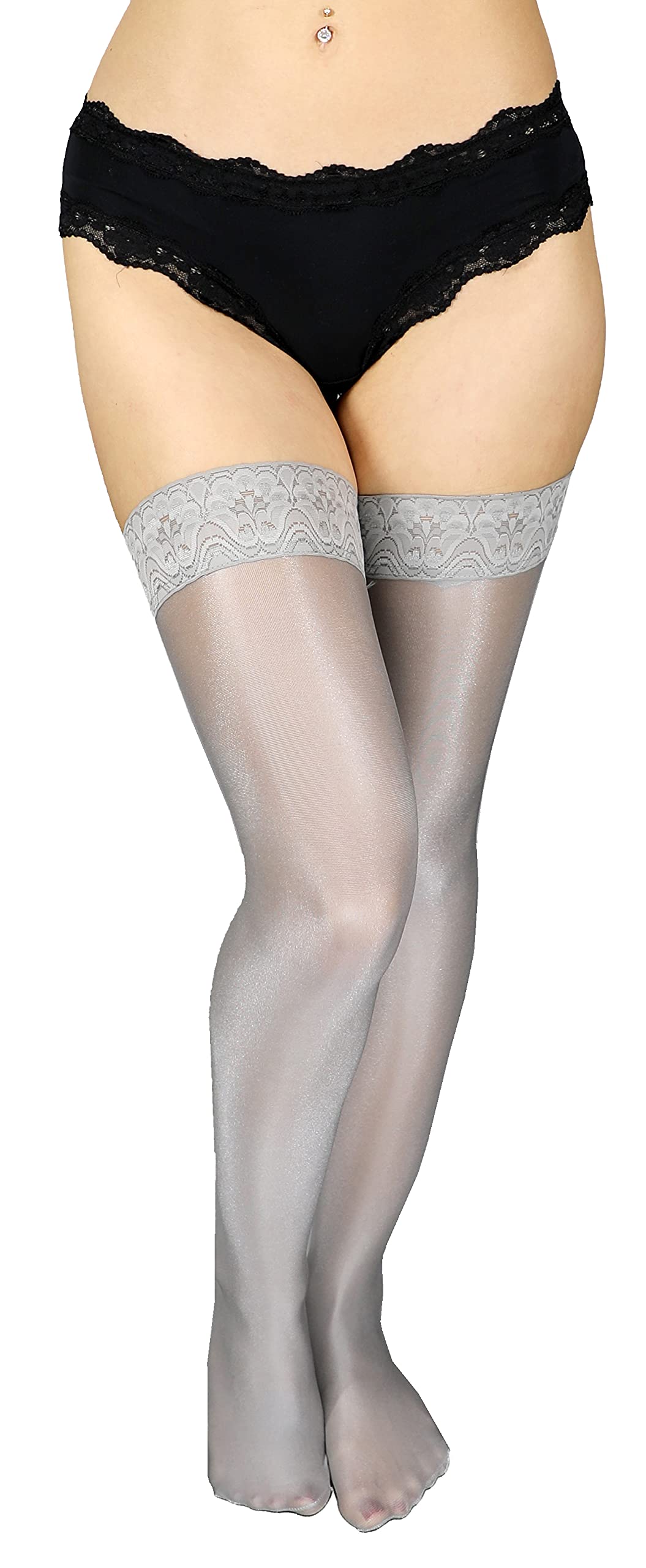 Mona's Choice Oil Shine Tall Garter Stockings/Tall Thigh Highs/Mens Sissy Garter Stockings (Garter Belts Not Included)