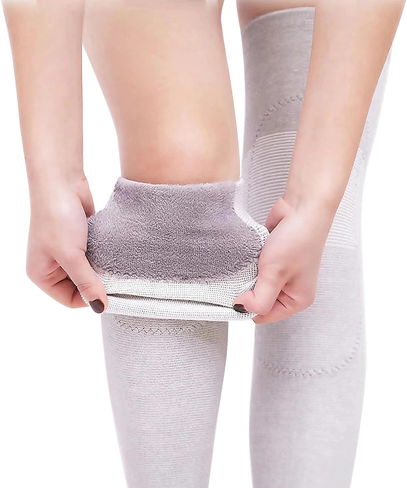 Full Leg 2 Pack Knee Brace Compression Sleeve,Knee Support for Women, Men, Leg Warmers Winter Thick Knee Braces Long Cotton Knee Pads