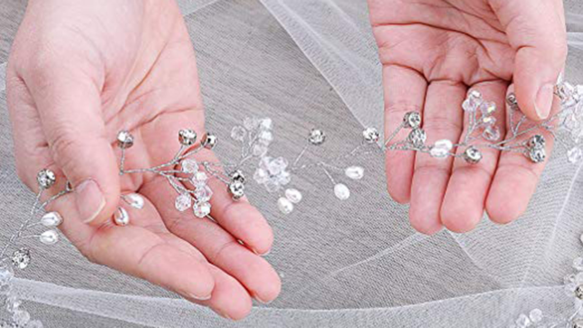 Serre-tête De Mariée Perles Et Cristaux Argentés – Longueur Environ 26 Cm – Accessoire Cheveux Pour Mariage, Soirée