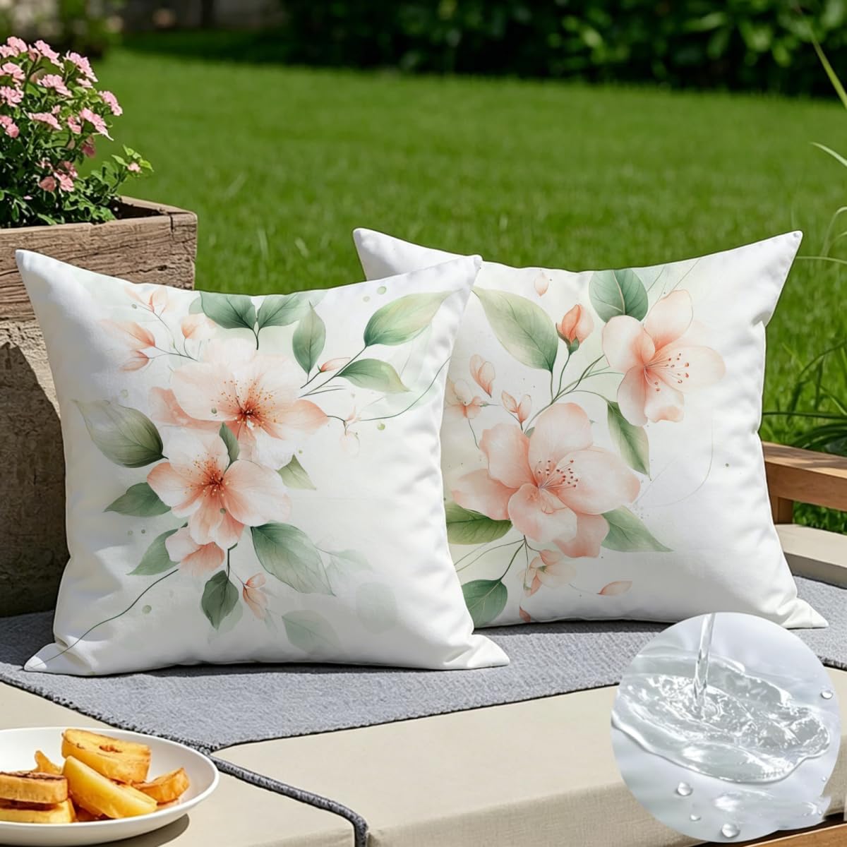 Housse de coussin 55x55 blanc en lin pour décorer le salon et le salon de jardin