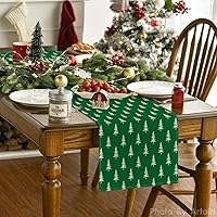 Vista 9 de Artoid Mode Red Xmas Tree Christmas Table Runner, Seasonal Winter Kitchen Dining Table Decoration for Home Party Decor 13x72 Inch