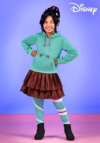 Miniatura 2 de Disfraz de Disney Wreck-It Ralph Vanellope para niños, sudadera con capucha Vanellope von Schweetz, falda y leggings para cosplay