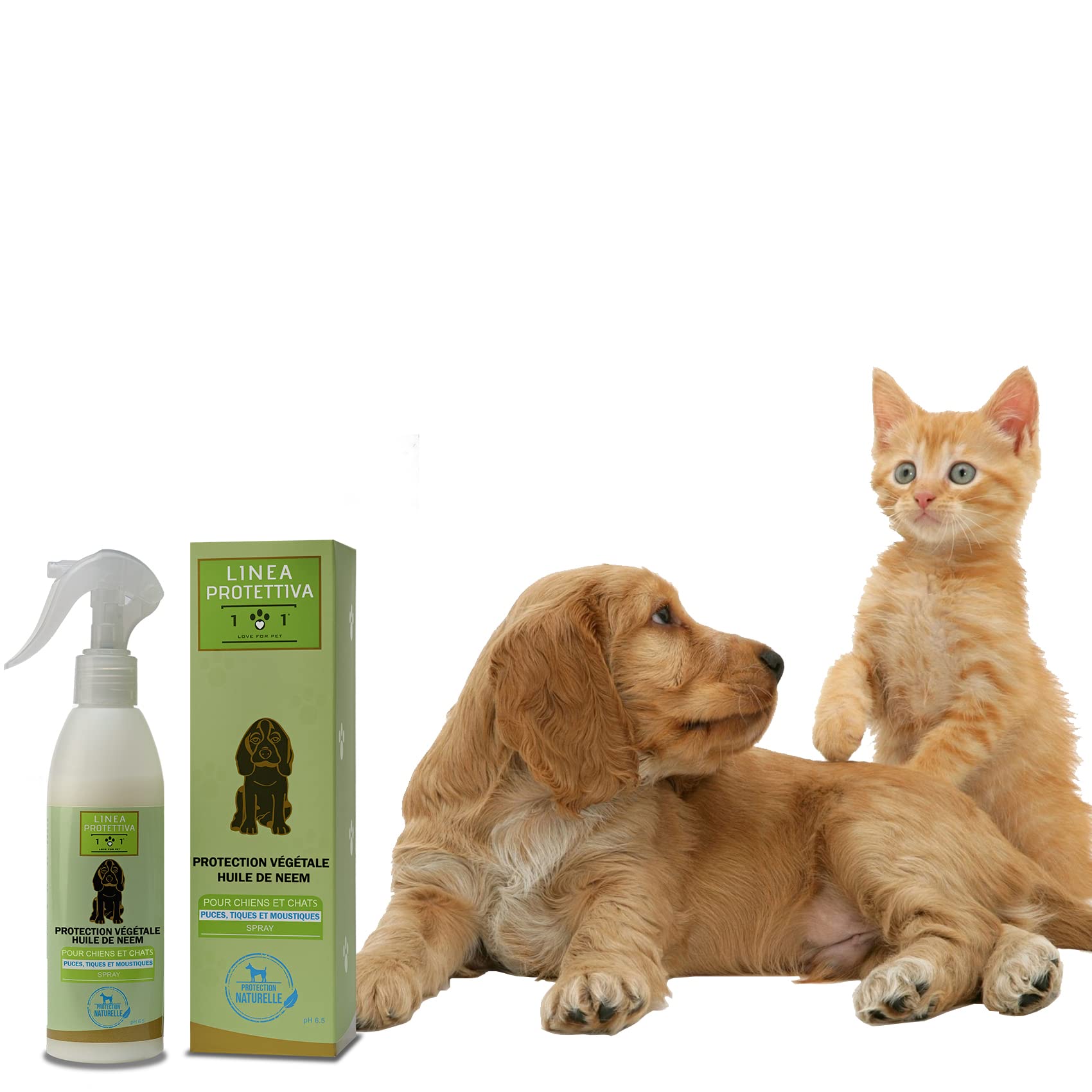 Spray Répulsif Naturel Contre Puces, Tiques, Moustiques - à l'huile de Neem pour Chiens et Chats - Protection Contre Ácaros, Mit