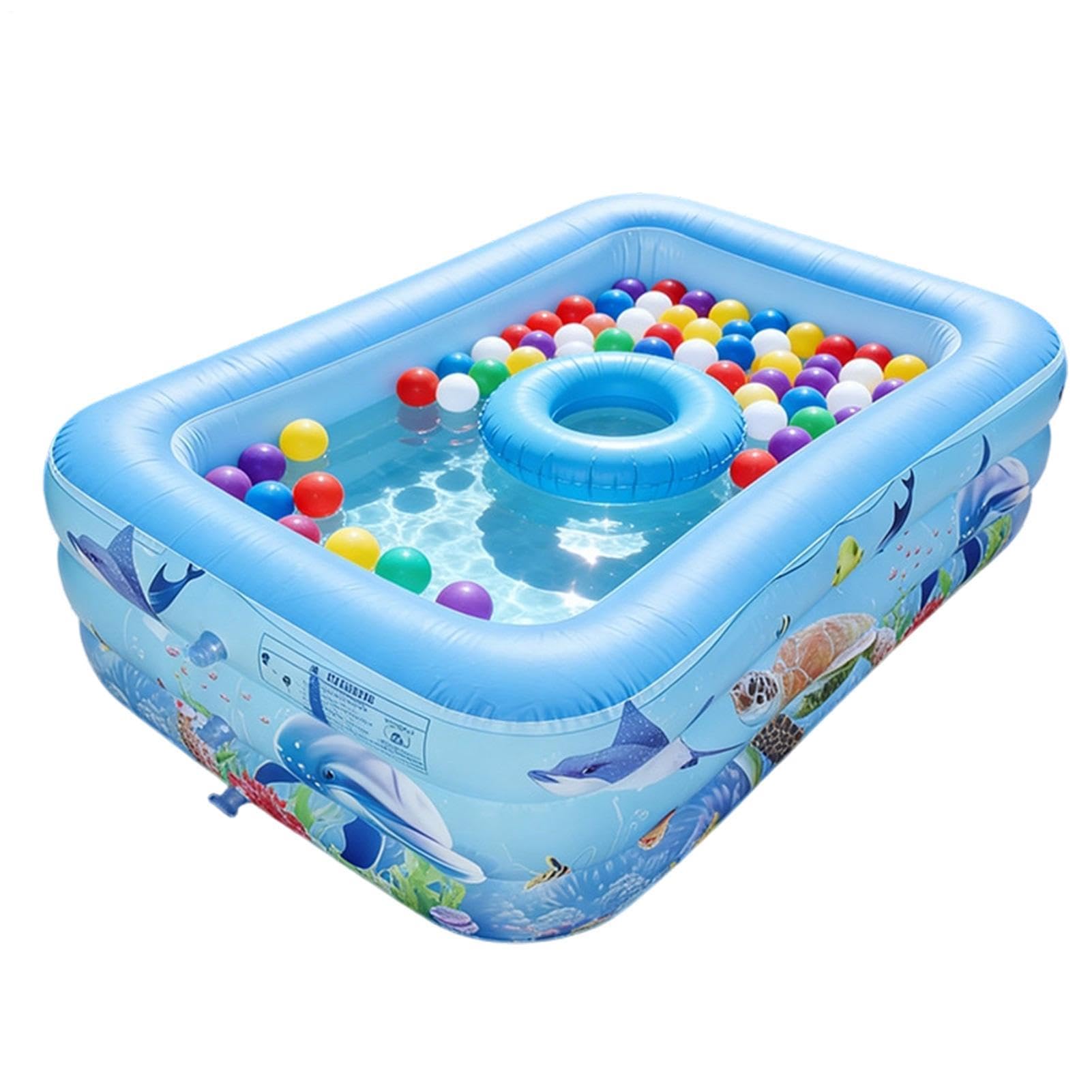 Blow Up Pool | 55x35x17 Inches Rectangle Portable,Swimming Pool for Kids,for Backyard Party Outside Swimming Summer Camping Children Family Boys Girls