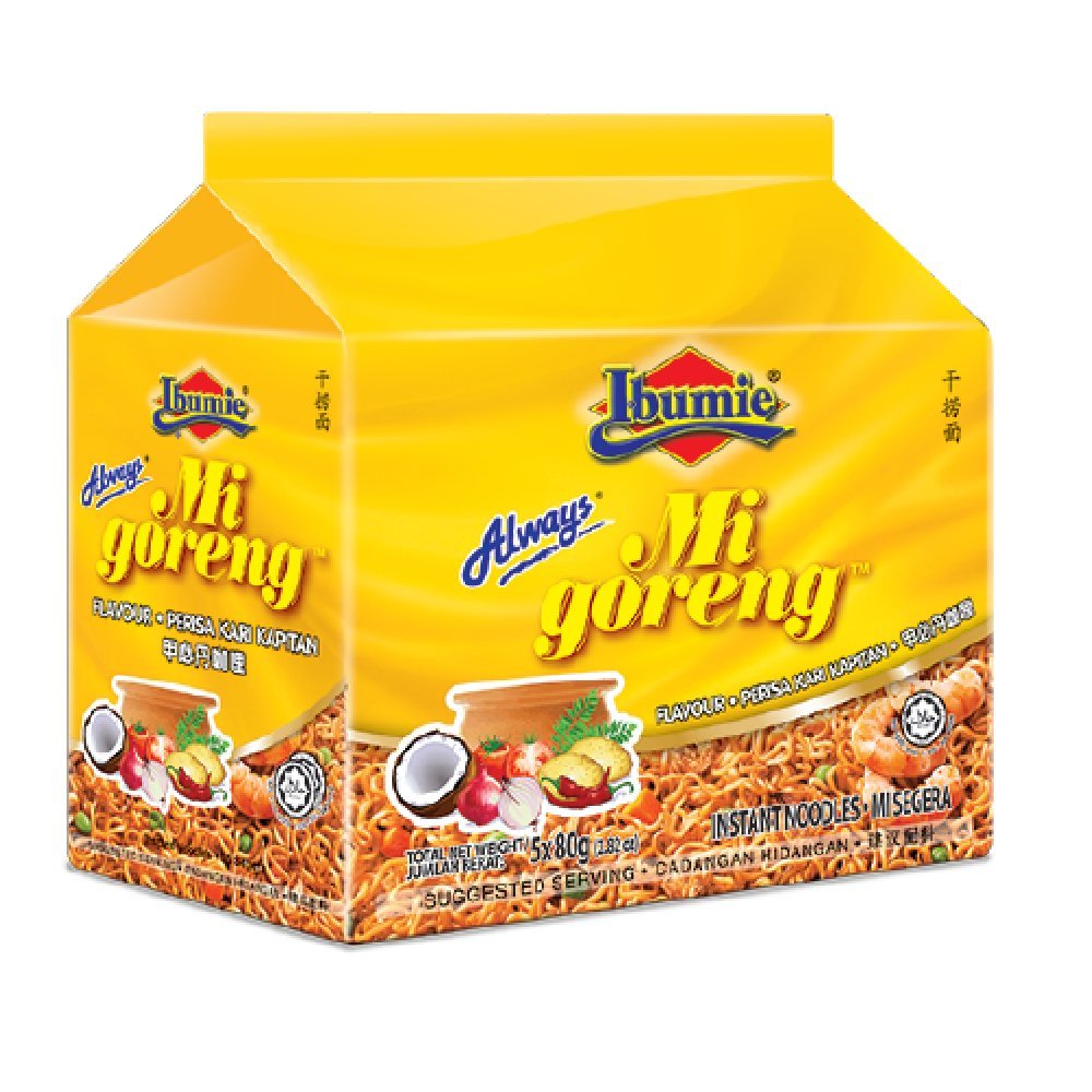 Amazon.com: Ibumie Mee Instant Noodles 80g (Mi Goreng Kari Kapitan