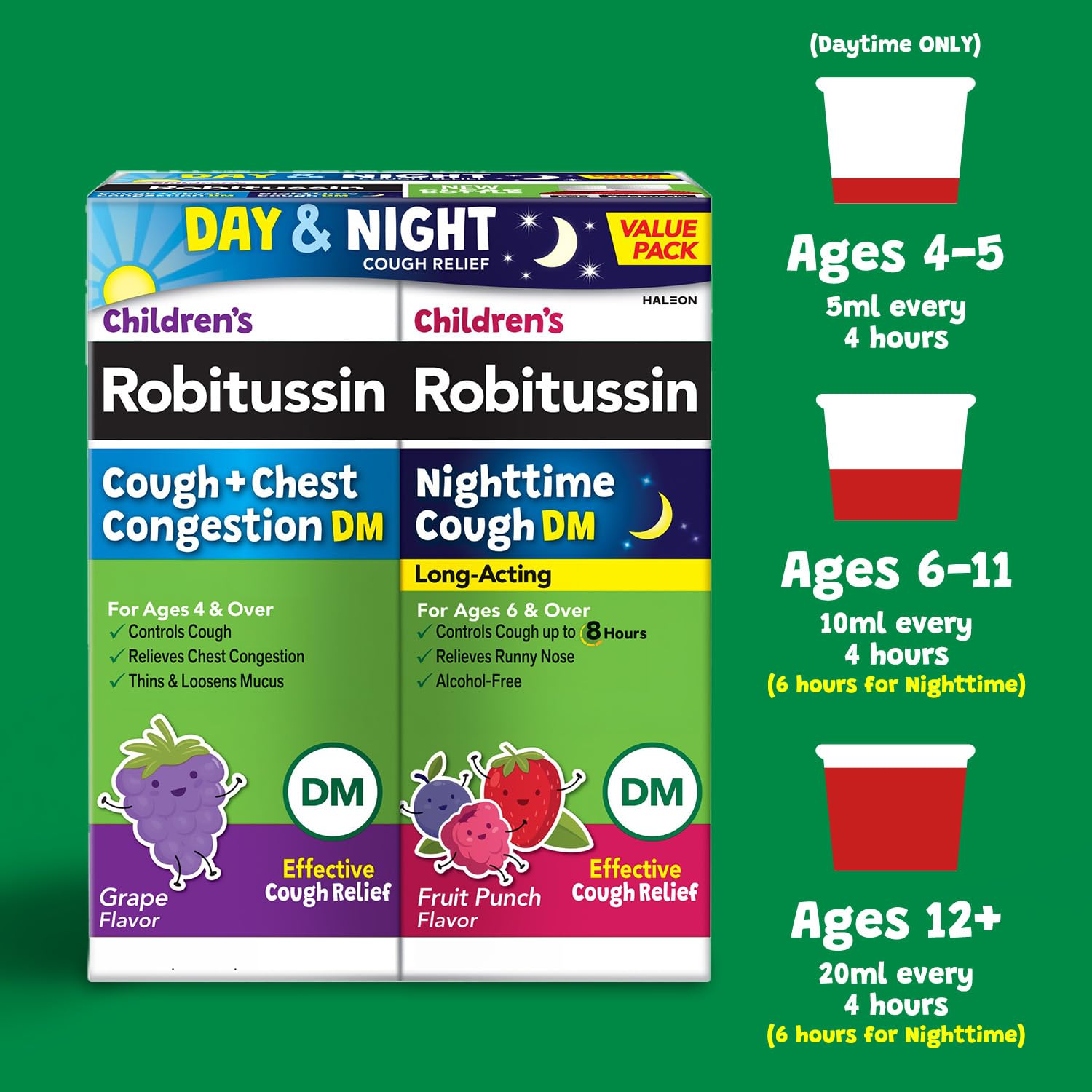 Children's Robitussin DM Day and Night Cough Relief, 4 fl oz, 2 Pack — Amazon image 5