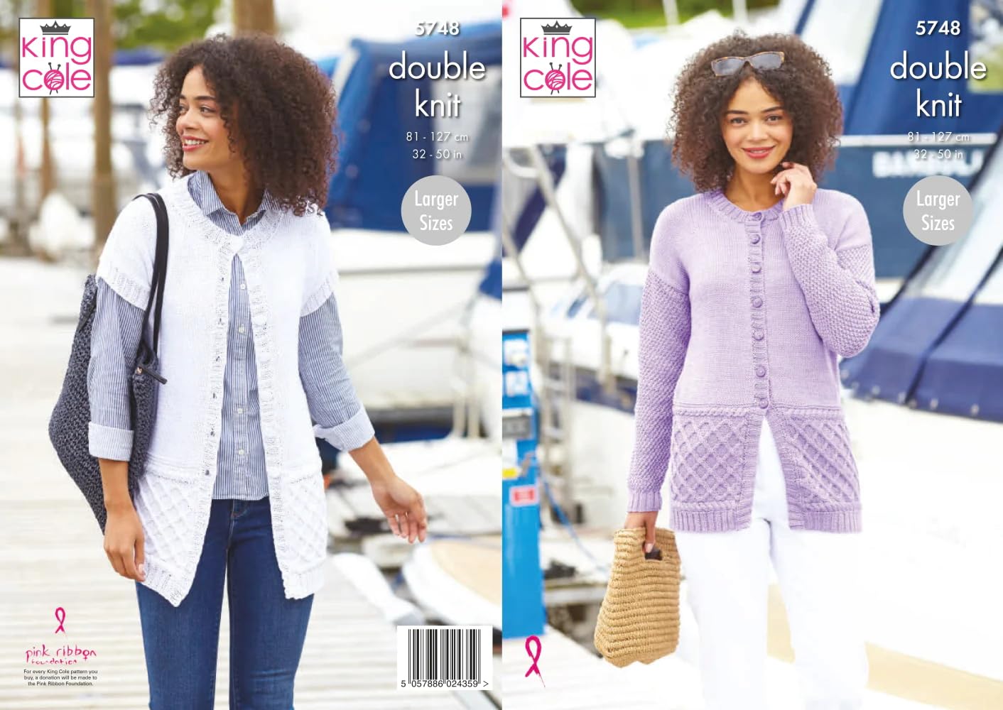 King Cole 5748 Adult DK Jacket Waistcoat Knitting Pattern,Multi,32'' - 50''